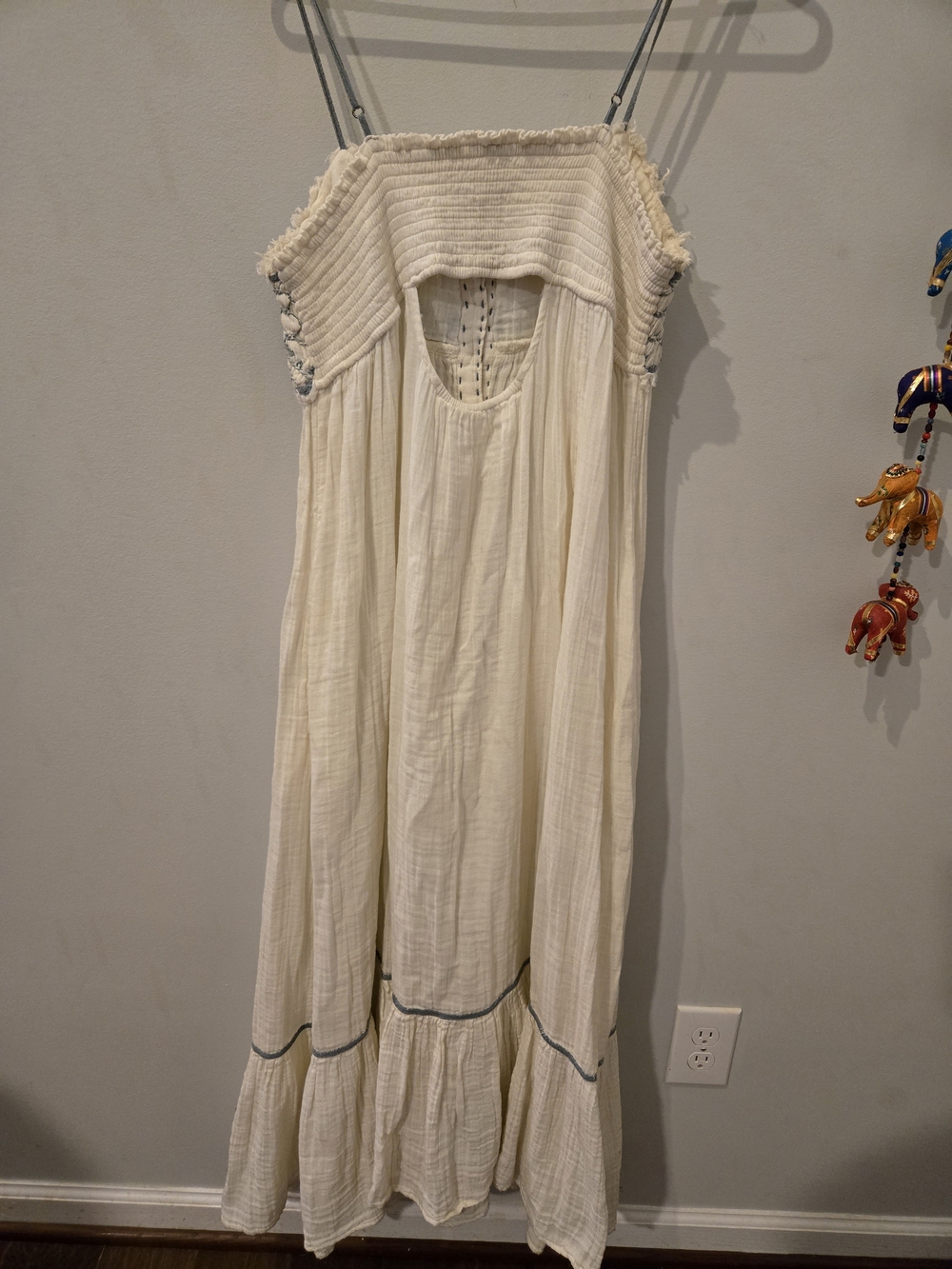 Free People Cream Maxi Dress with Blue Trim - Picture 6 of 6